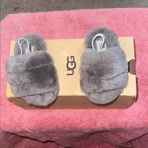 UGG Soft Gray Plush Slippers